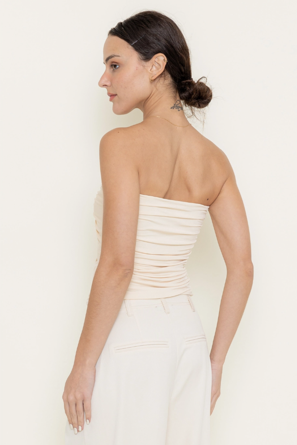 Seashell Buckle Detail Strapless Top