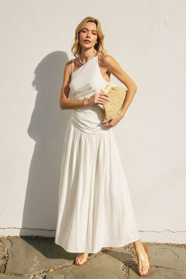 Heaven Sent Drop Waist Ruched Maxi Dress
