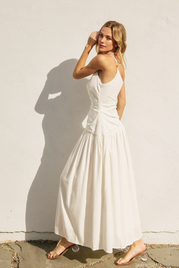 Heaven Sent Drop Waist Ruched Maxi Dress