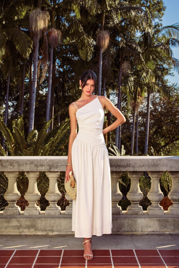 Heaven Sent Drop Waist Ruched Maxi Dress