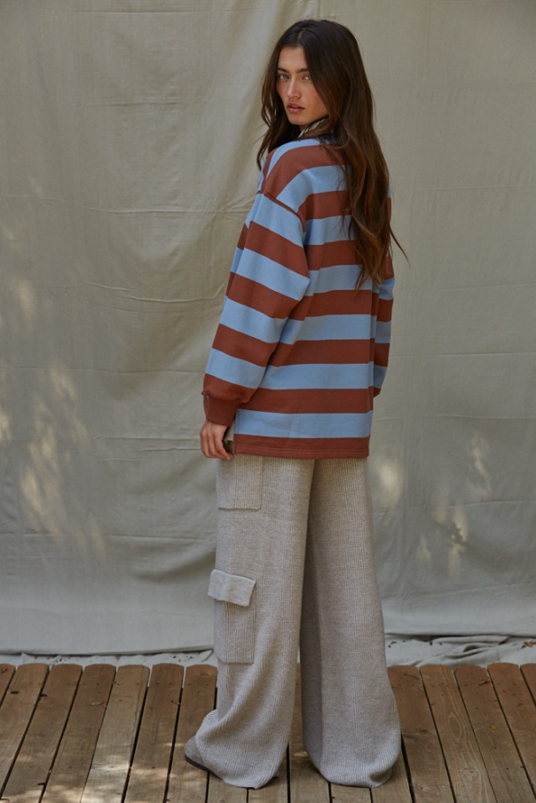 Cotton Striped French Terry Polo Shirt