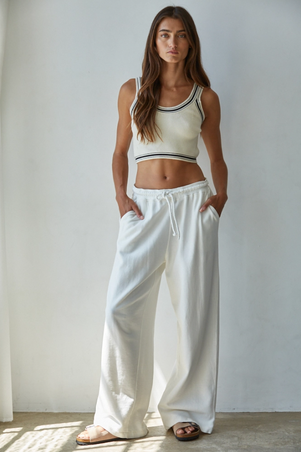 Knit Sweater Striped Trim Bralette Top