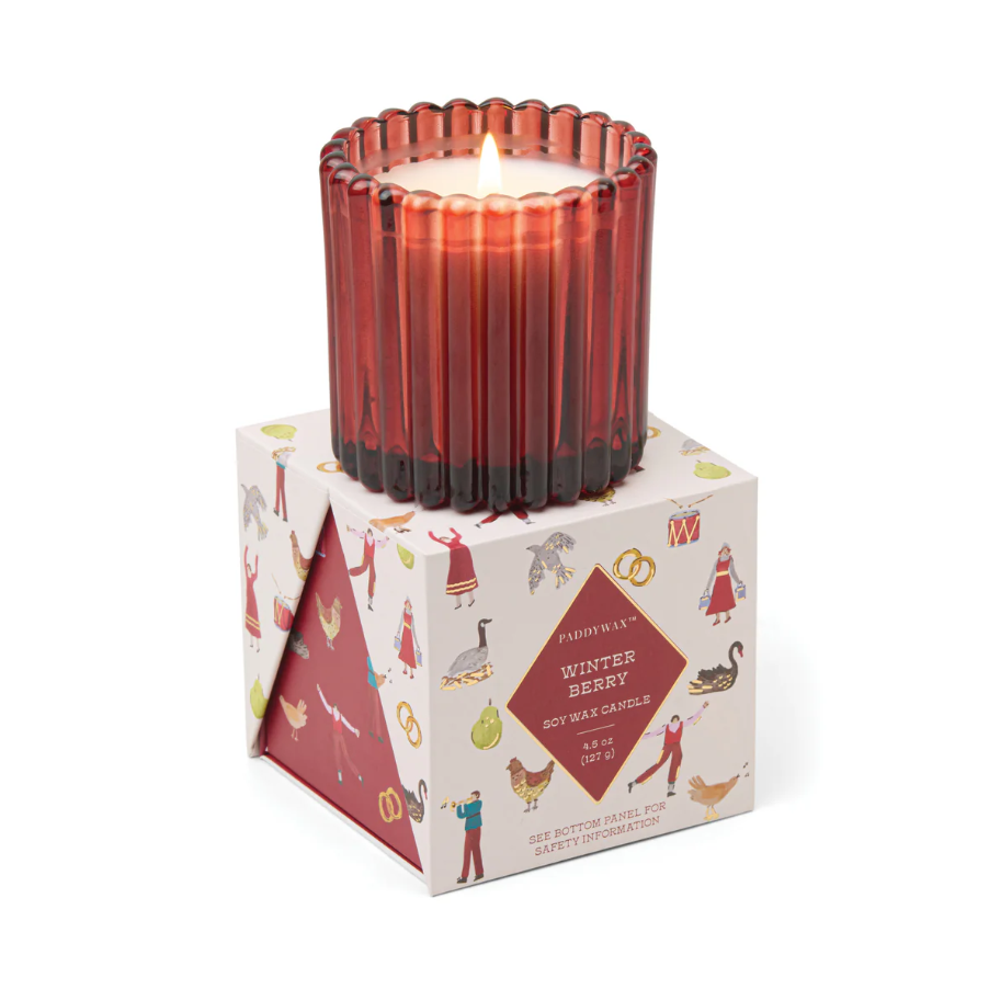 Tinted Glass Candle in Gift Box - Winter Berry