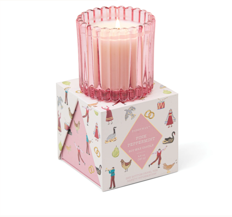 Tinted Glass Candle in Gift Box - Pink Peppermint