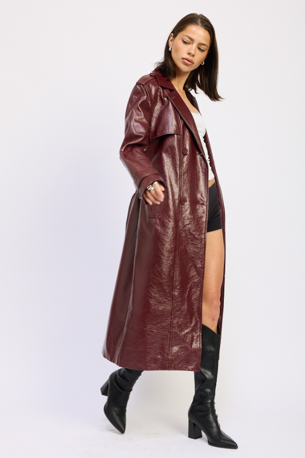 Red Leather Trench Coat