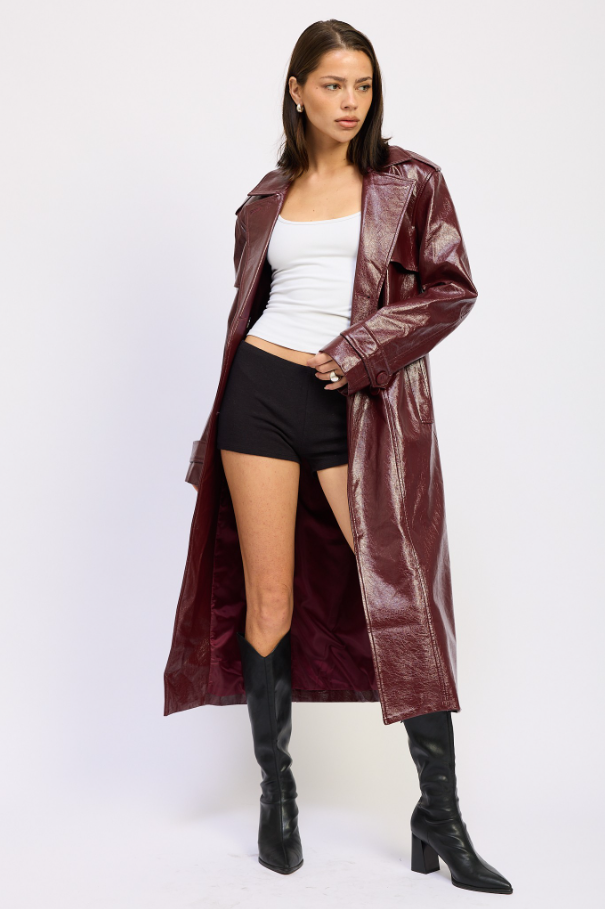 Red Leather Trench Coat