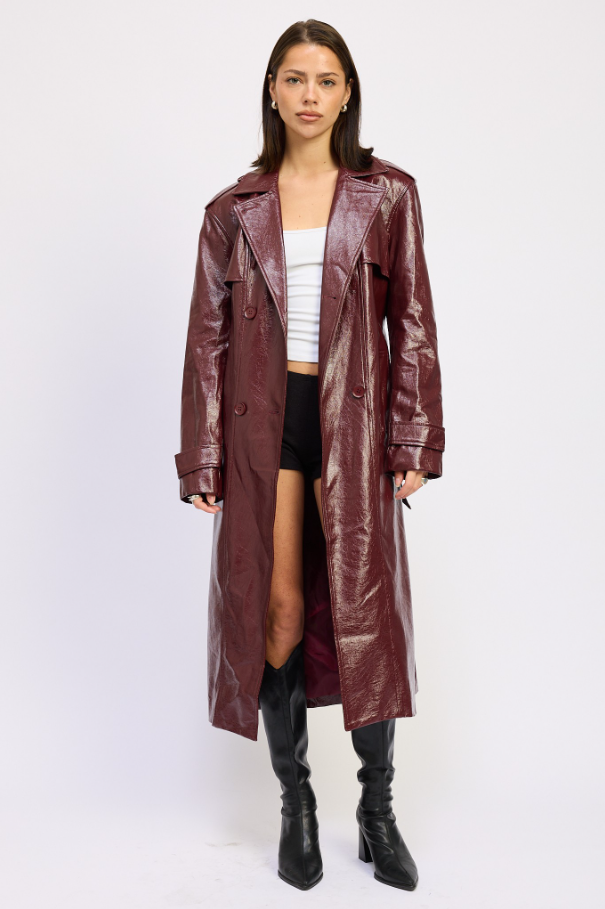 Red Leather Trench Coat
