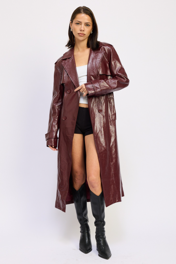 Red Leather Trench Coat