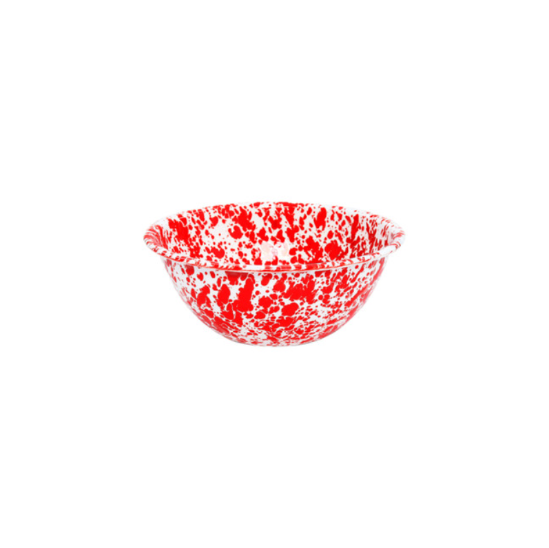 Splatter Enamelware Small Serving Bowl - Red