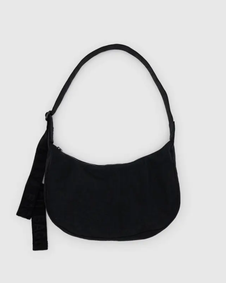 Black Nylon Crescent Bag - Black