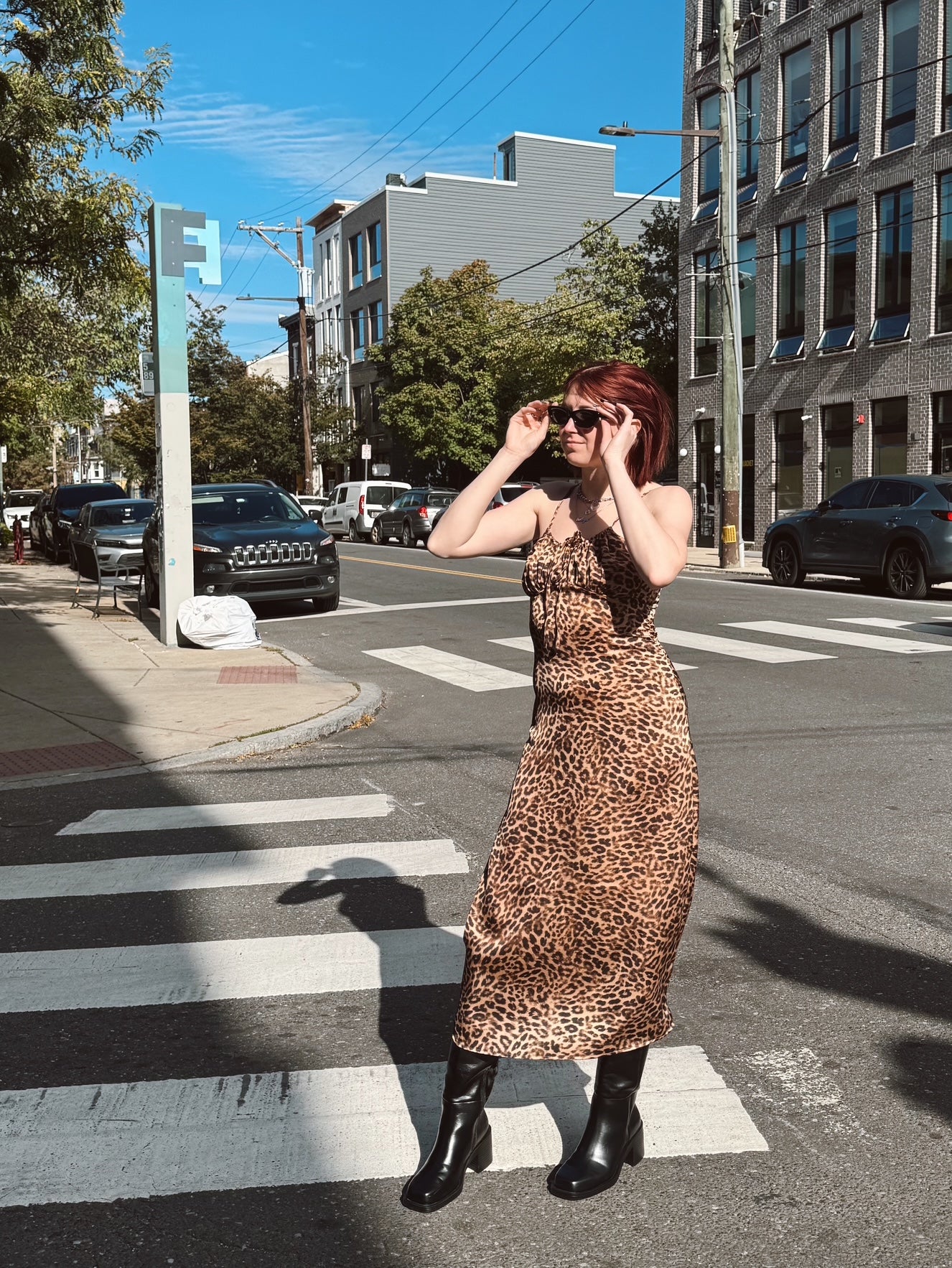 Leopard Print Satin Maxi Dress
