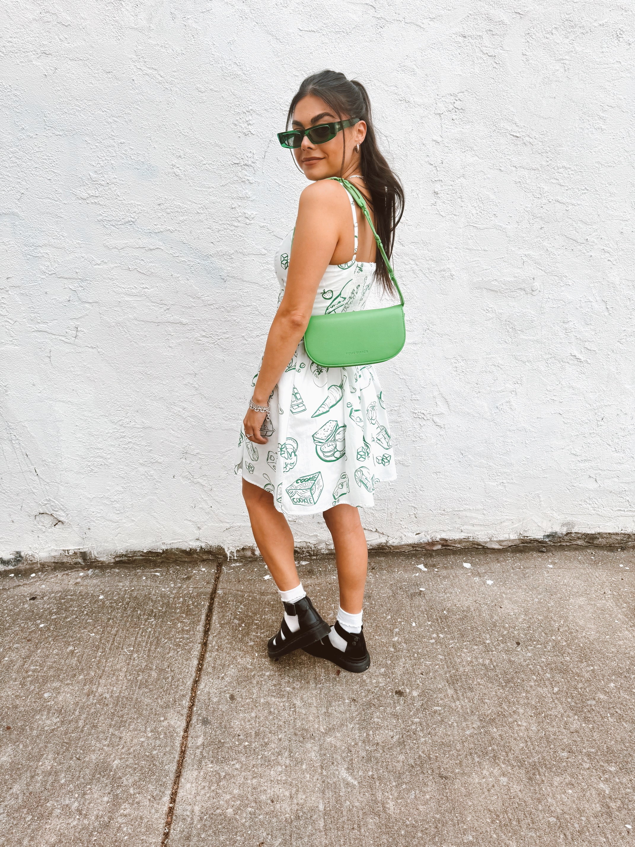 Doodle Line Print Spaghetti Strap Mini Dress