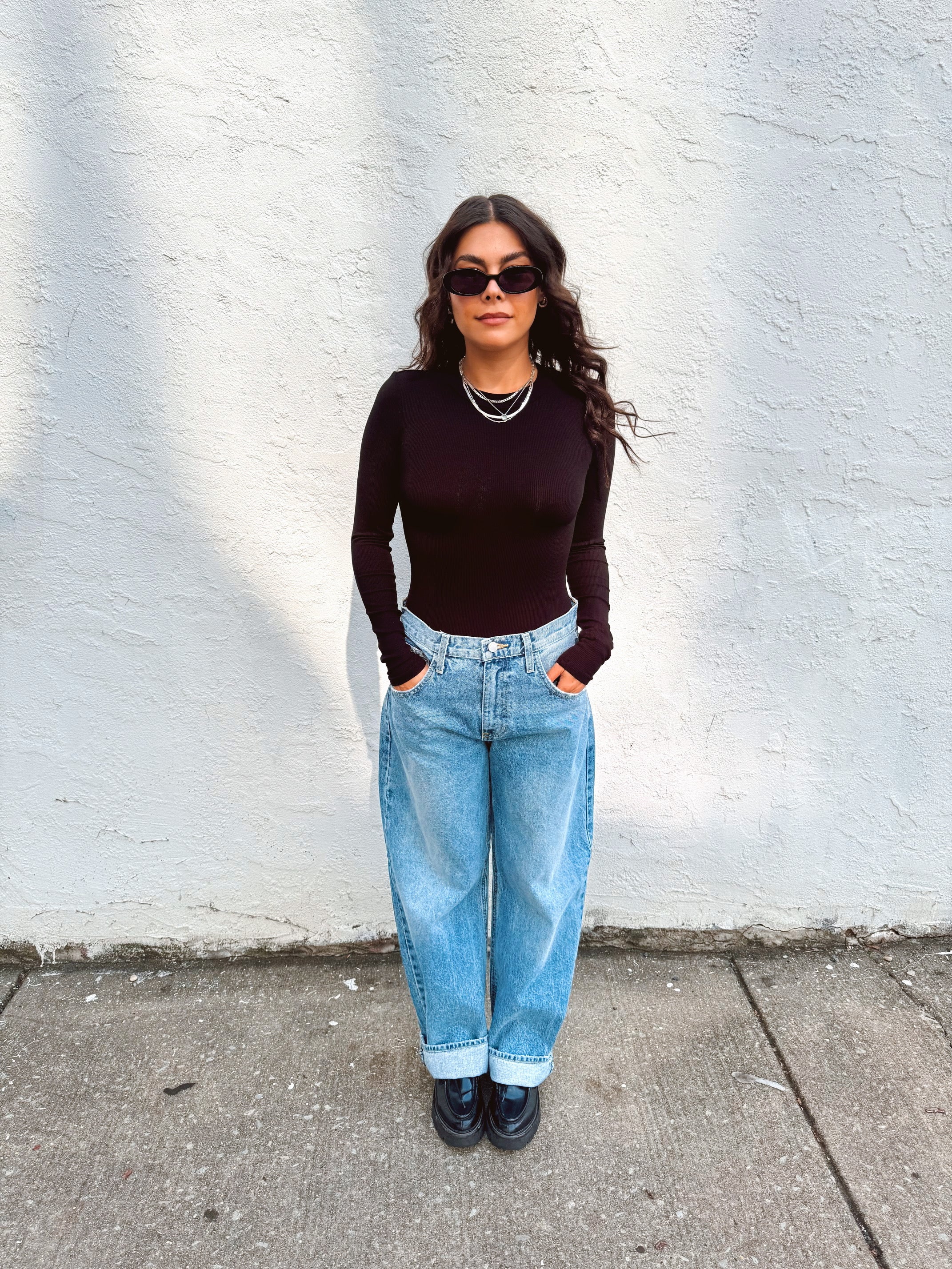 Round Neck Long Sleeve Knit Bodysuit