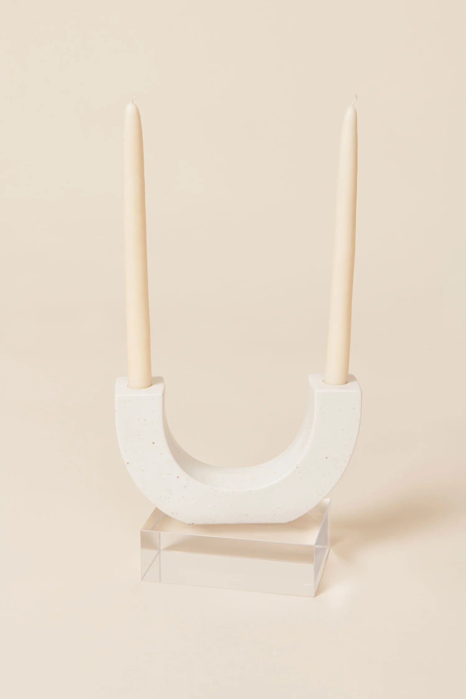 White U Shape Ceramic Candle Holder - Downerss