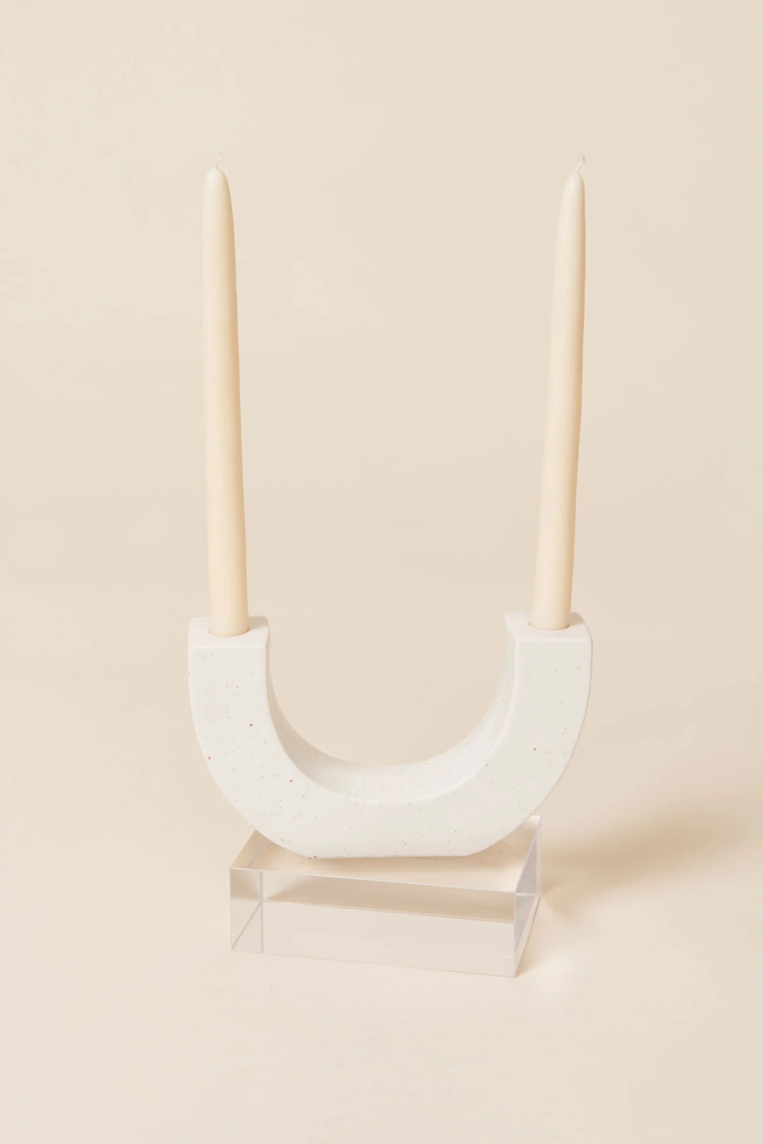 White U Shape Ceramic Candle Holder