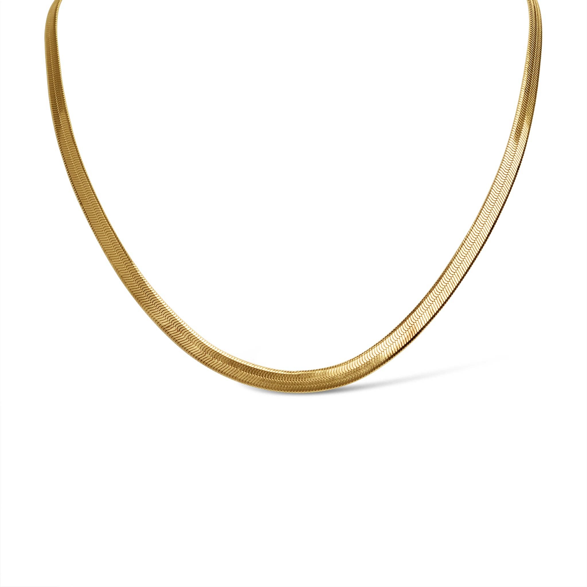 18K Gold Plated Herringbone Chain Necklace