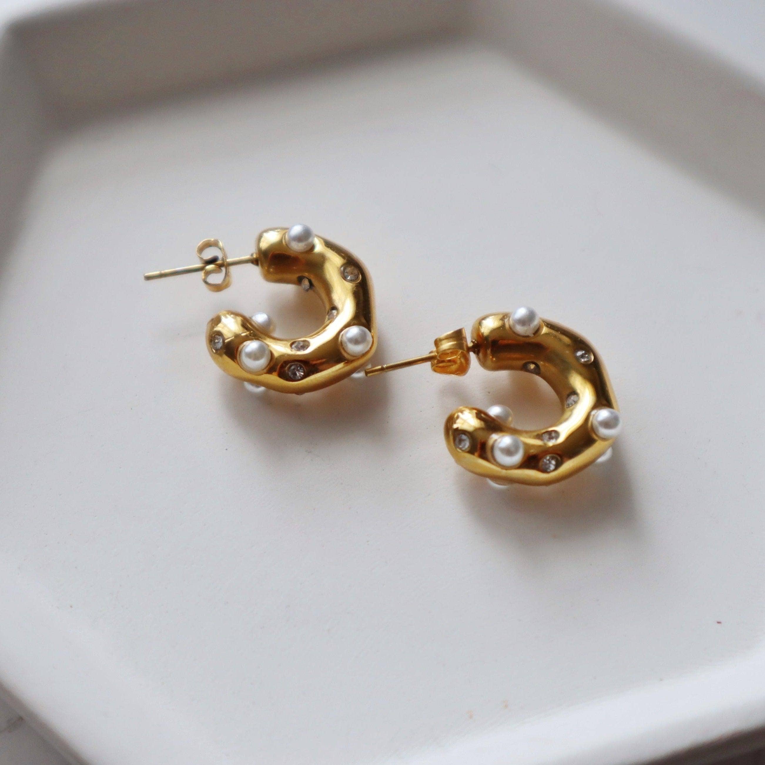 Dazzle Hoops - Pearls and CZ