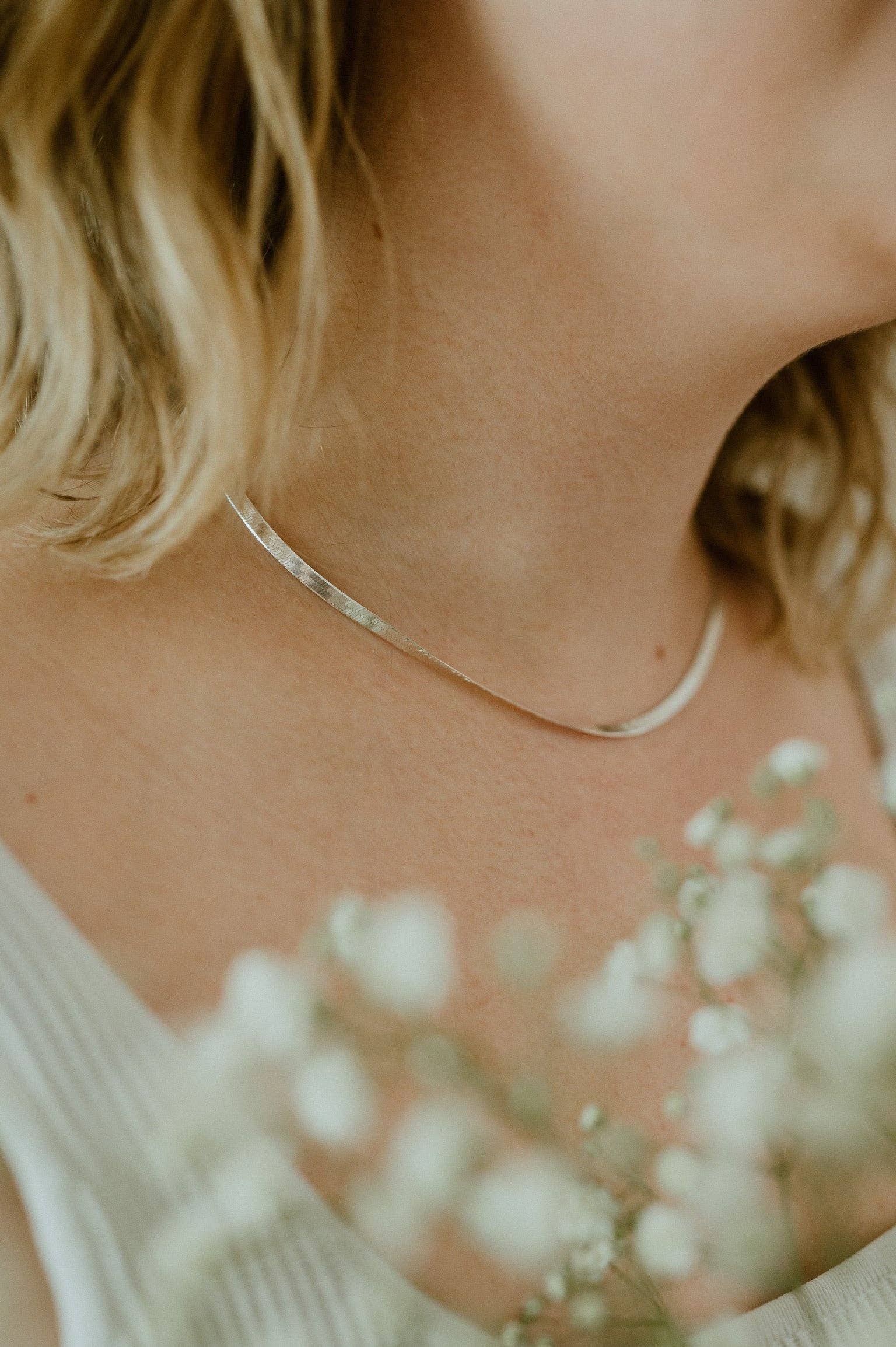Herringbone Chain Necklace: Silver / 3mm