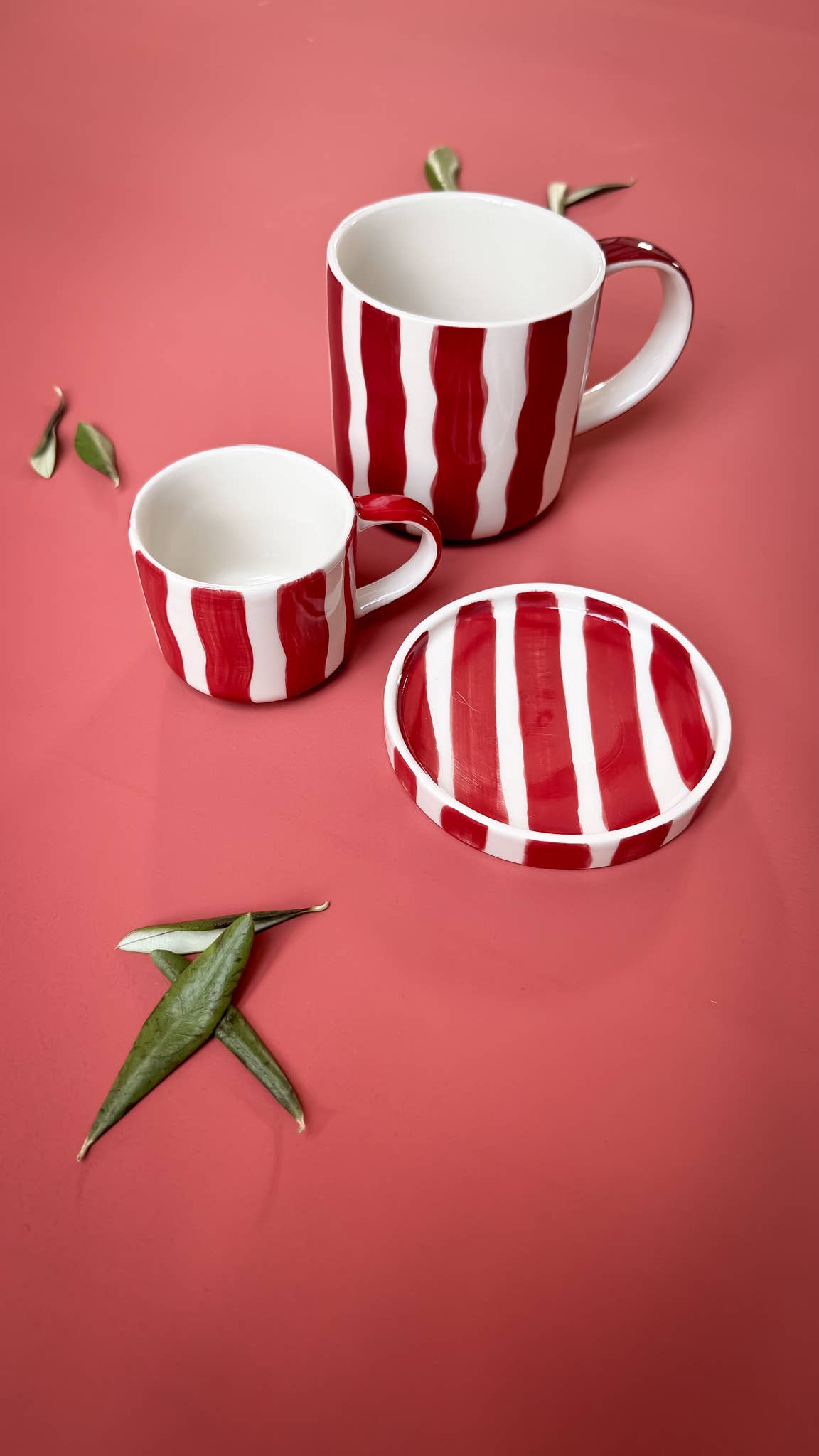 Espresso Stripes Cups - tramonto red (set of 2 - 4 pieces)