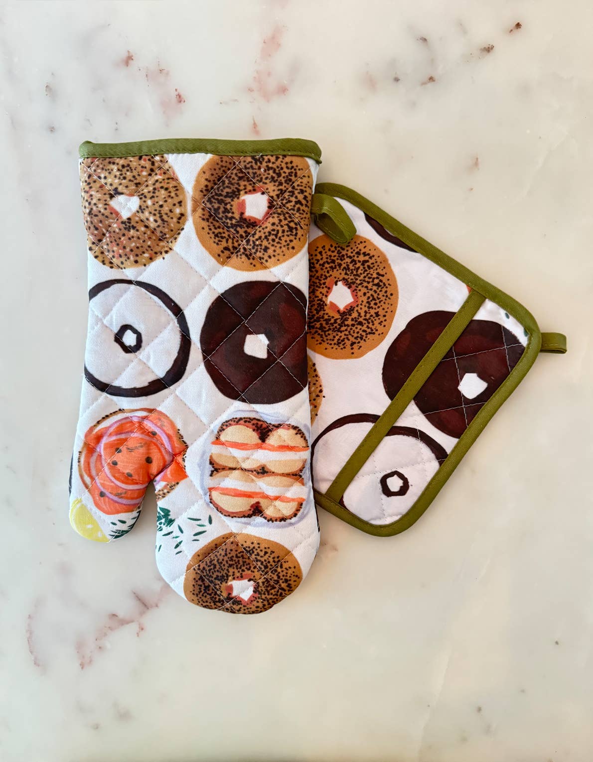 Bagel Oven Mitt + Pot Holder Set - Downerss