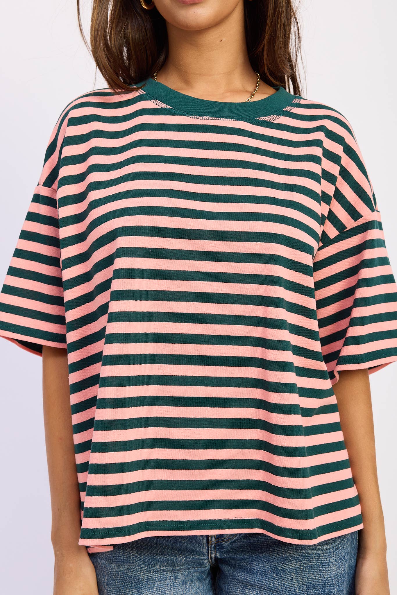 Oversized Stripe Short Sleeve T-Shirt