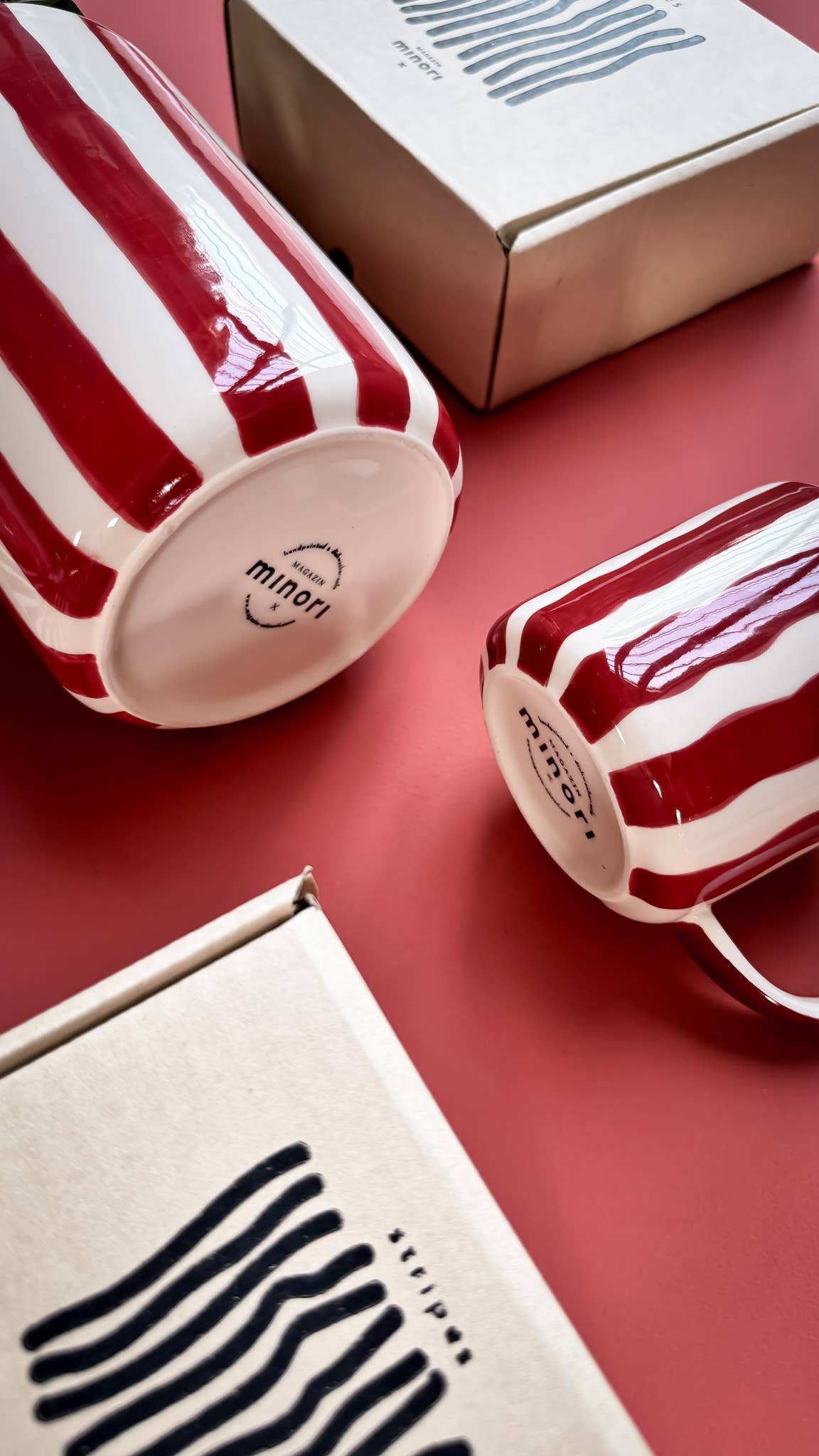 Espresso Stripes Cups - tramonto red (set of 2 - 4 pieces)
