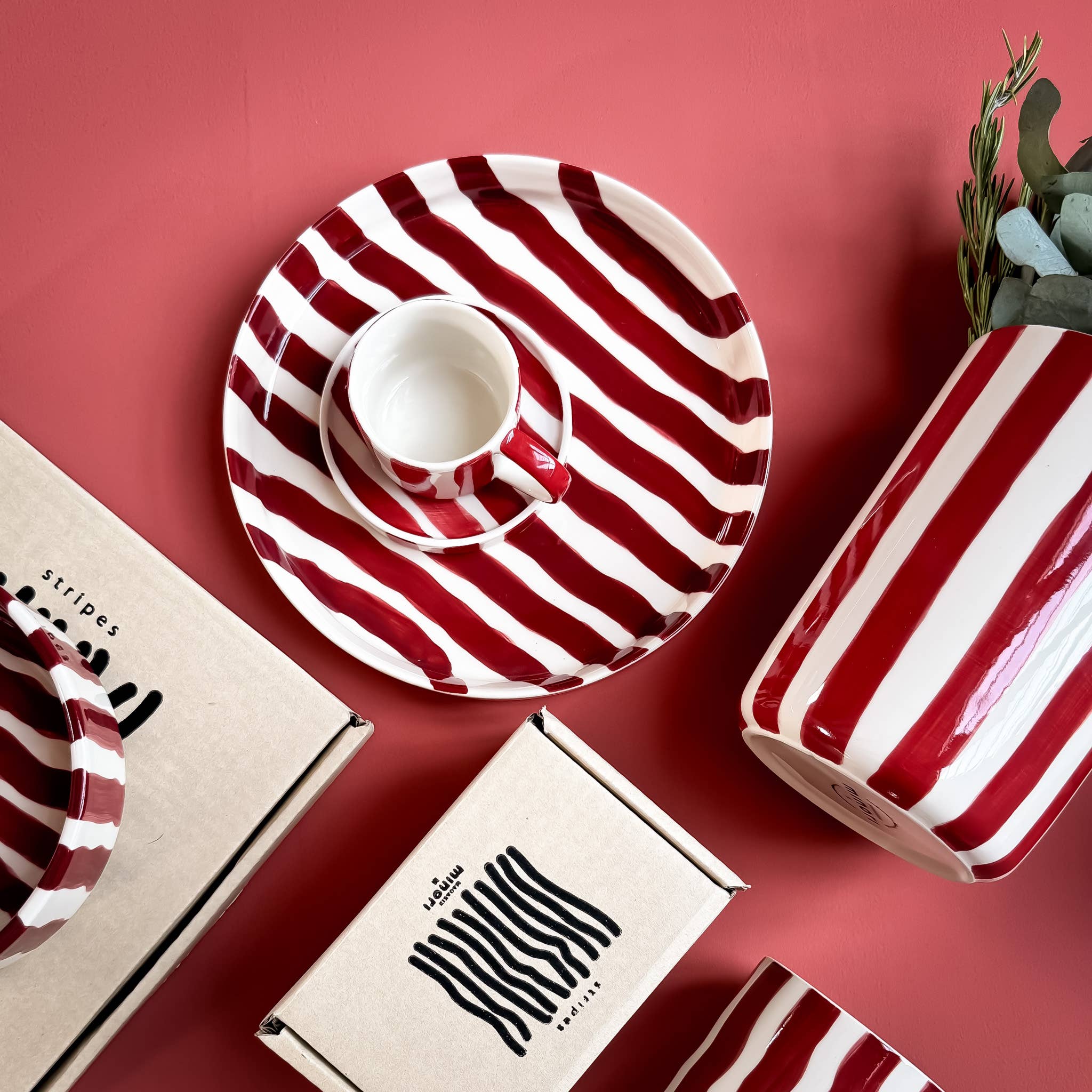 Espresso Stripes Cups - tramonto red (set of 2 - 4 pieces)