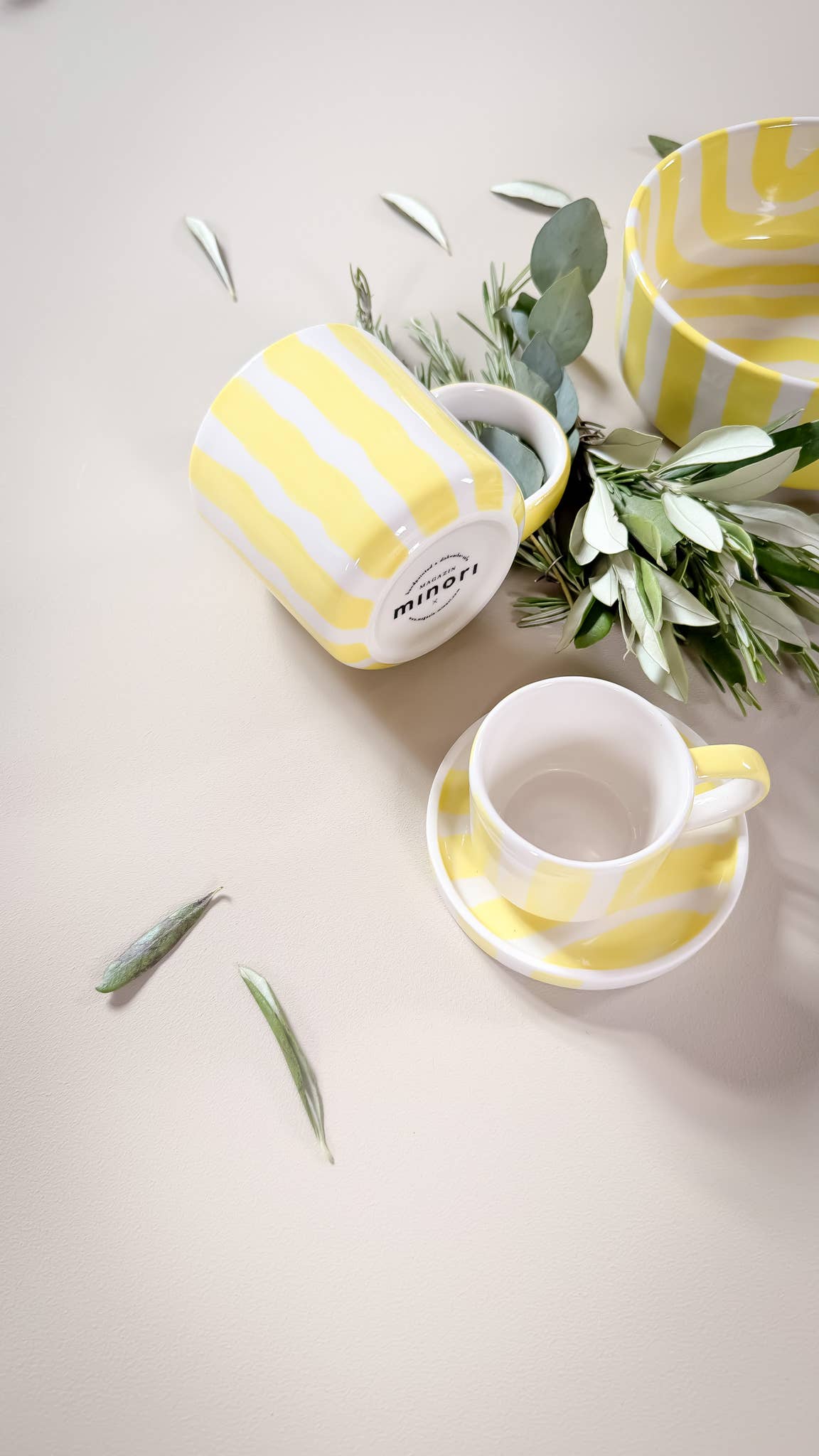 Espresso Stripes Cups - beach yellow (set of 2 - 4 pieces)