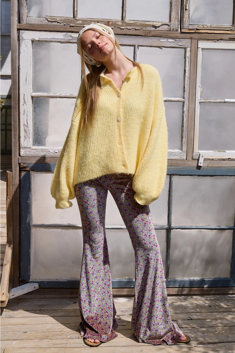 Balloon Sleeve Knit Cardigan - Butter