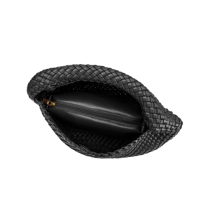 Johanna Black Large Recycled Vegan Shoulder Bag - Downerss