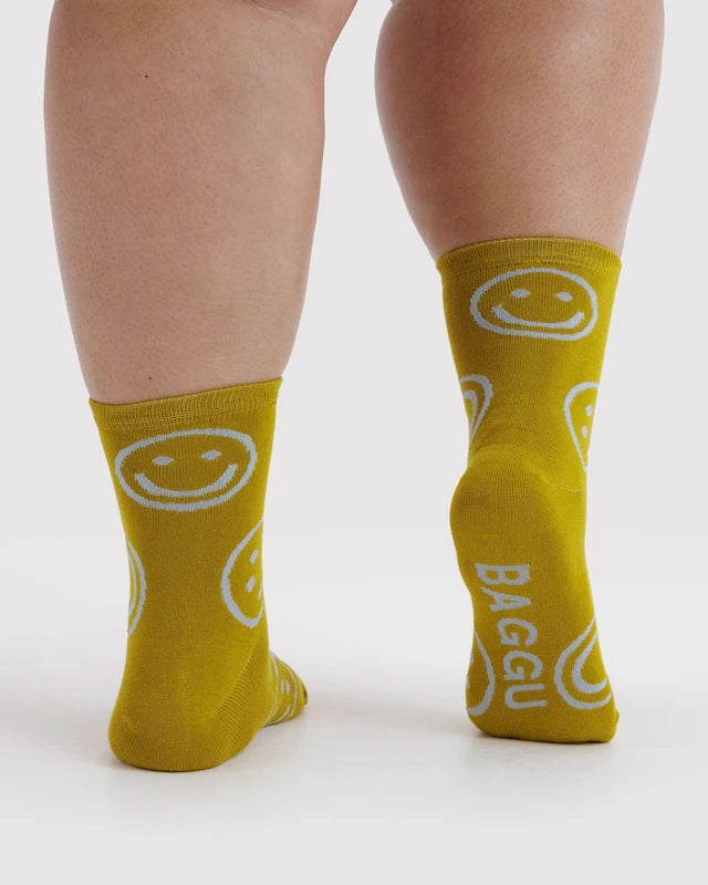 Crew Socks - Ochre Happy