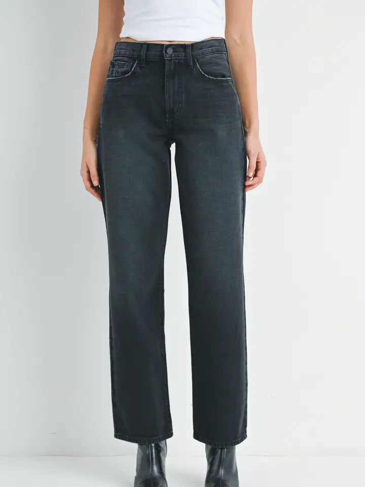 Relaxed Straight Denim - Washed Black - Downerss