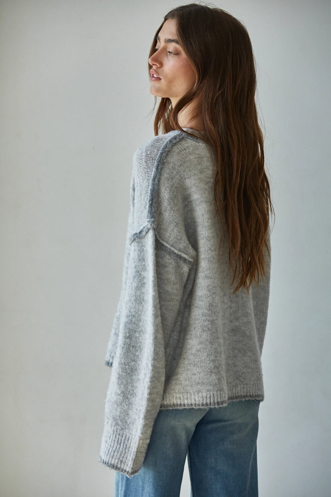 Crew Neck Pullover with Rolled Edge