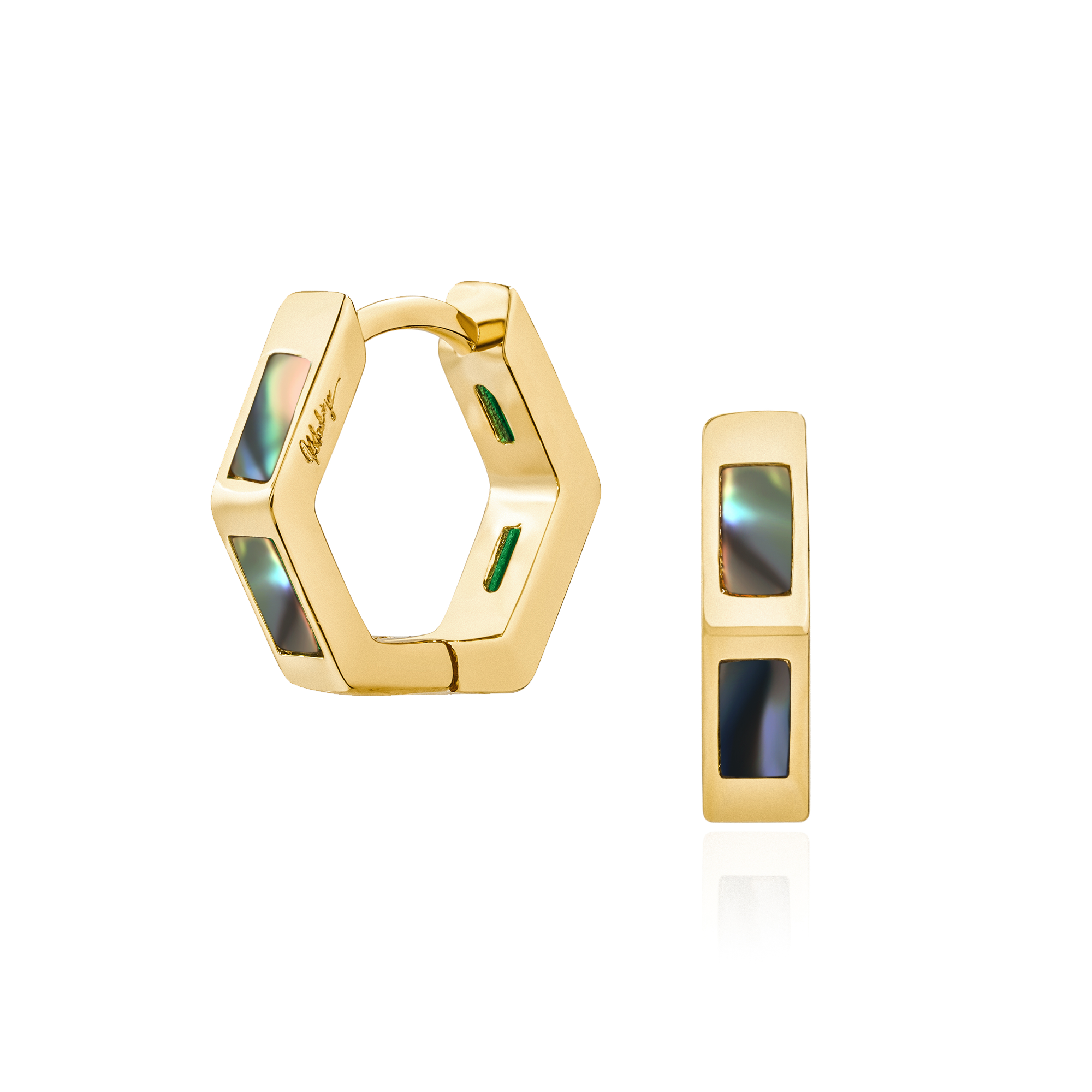 Mod + Jo - Ari Inlay Hexagon Huggies