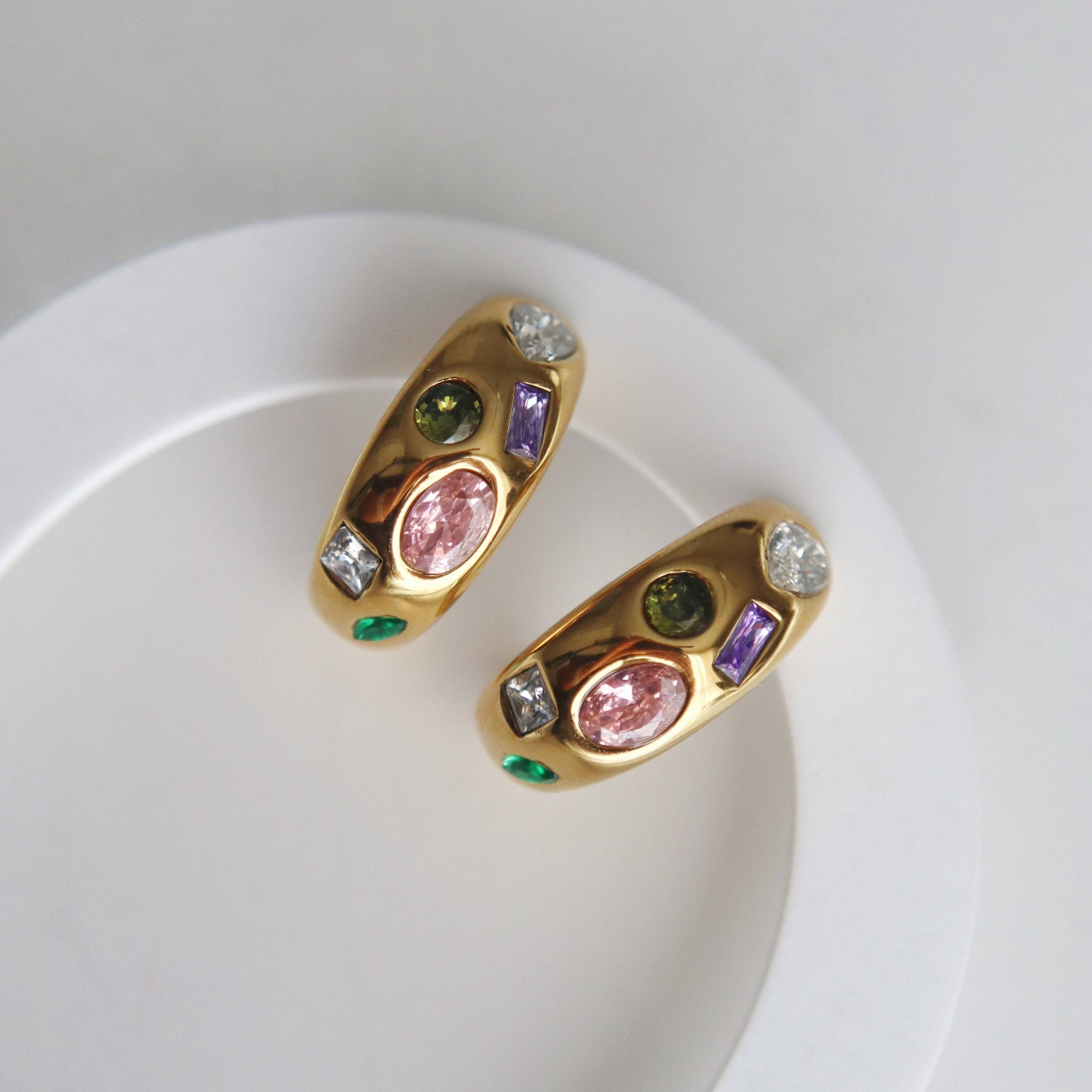 Mosaic Hoops | Multicolor Gems