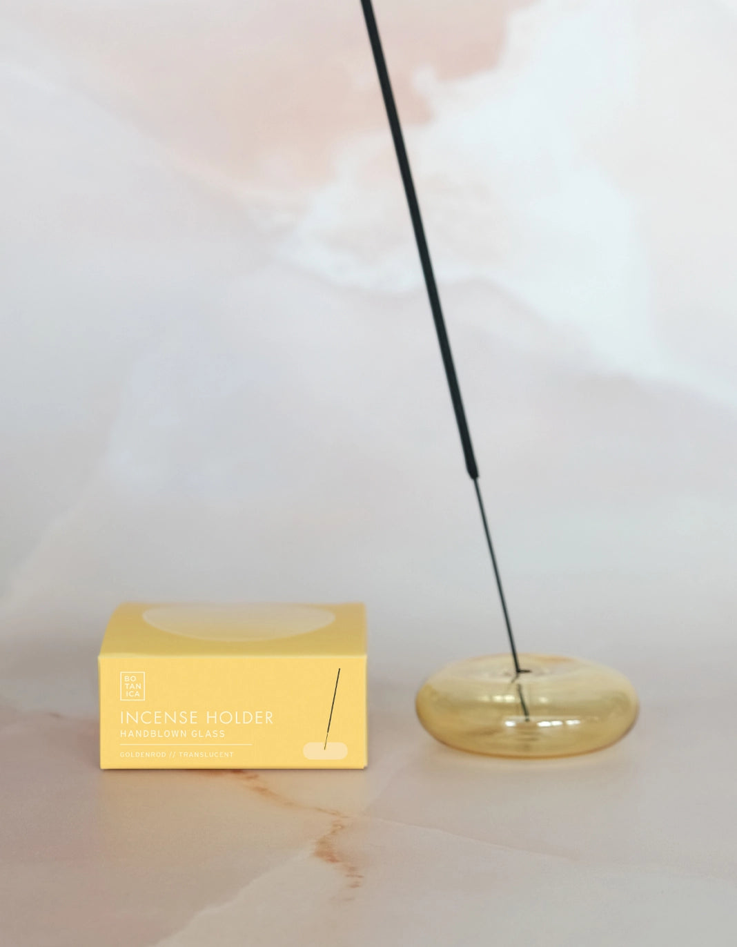 Glass Bubble Incense Holder - Golden Yellow
