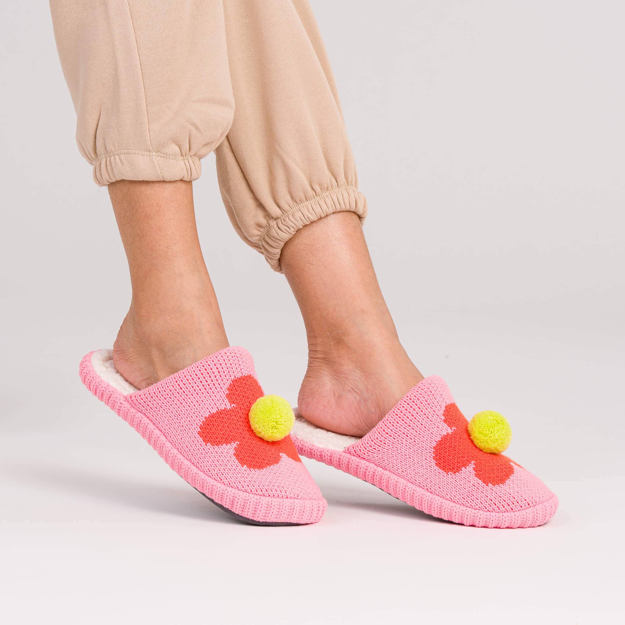 Flower Pom Slide Slippers