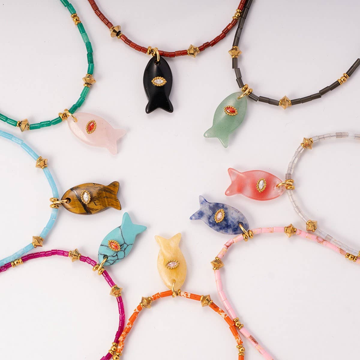 Beaded Fish Gem Necklace