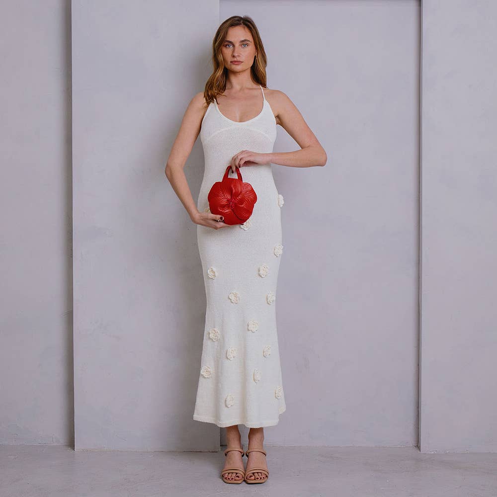 Monroe Ivory Flower Vegan Top Handle Bag
