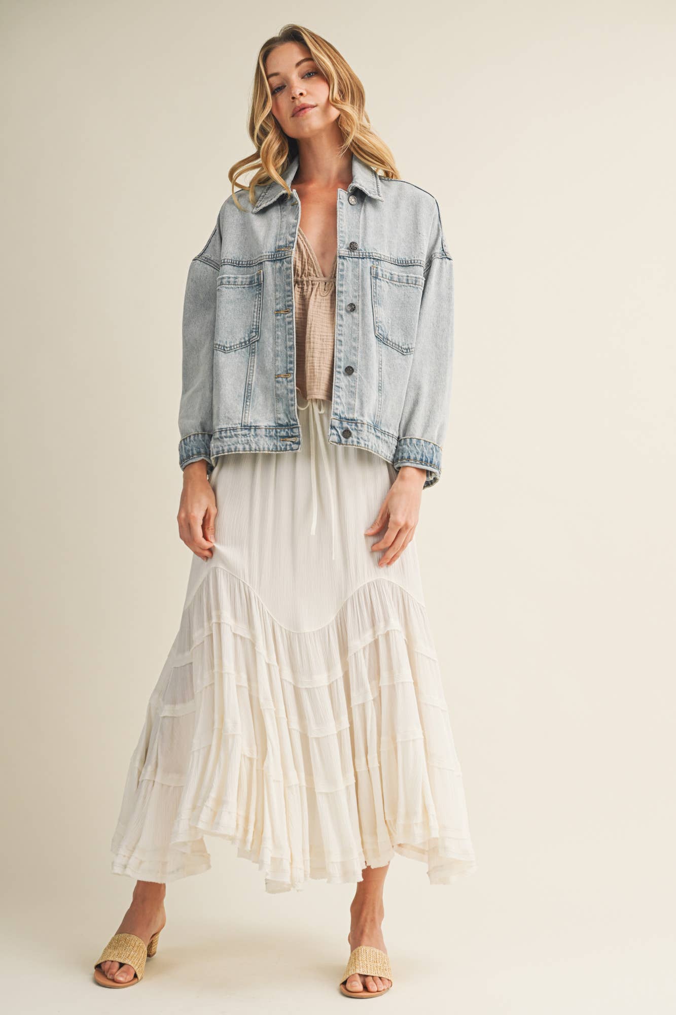 Pleated Back Denim Jacket