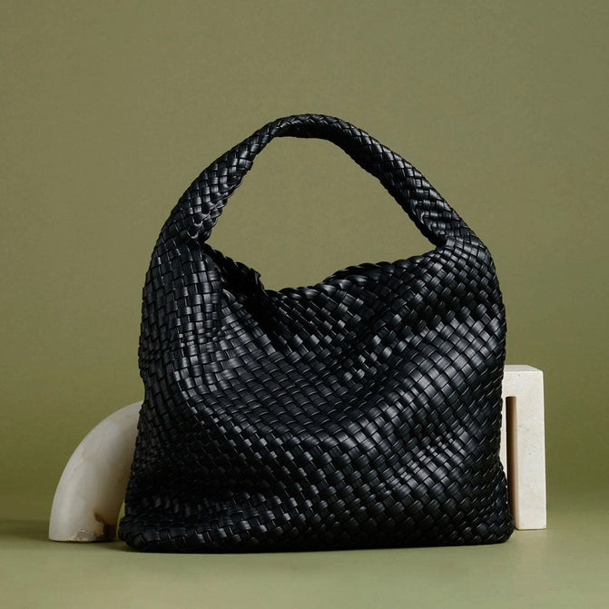 Johanna Black Large Recycled Vegan Shoulder Bag - Downerss
