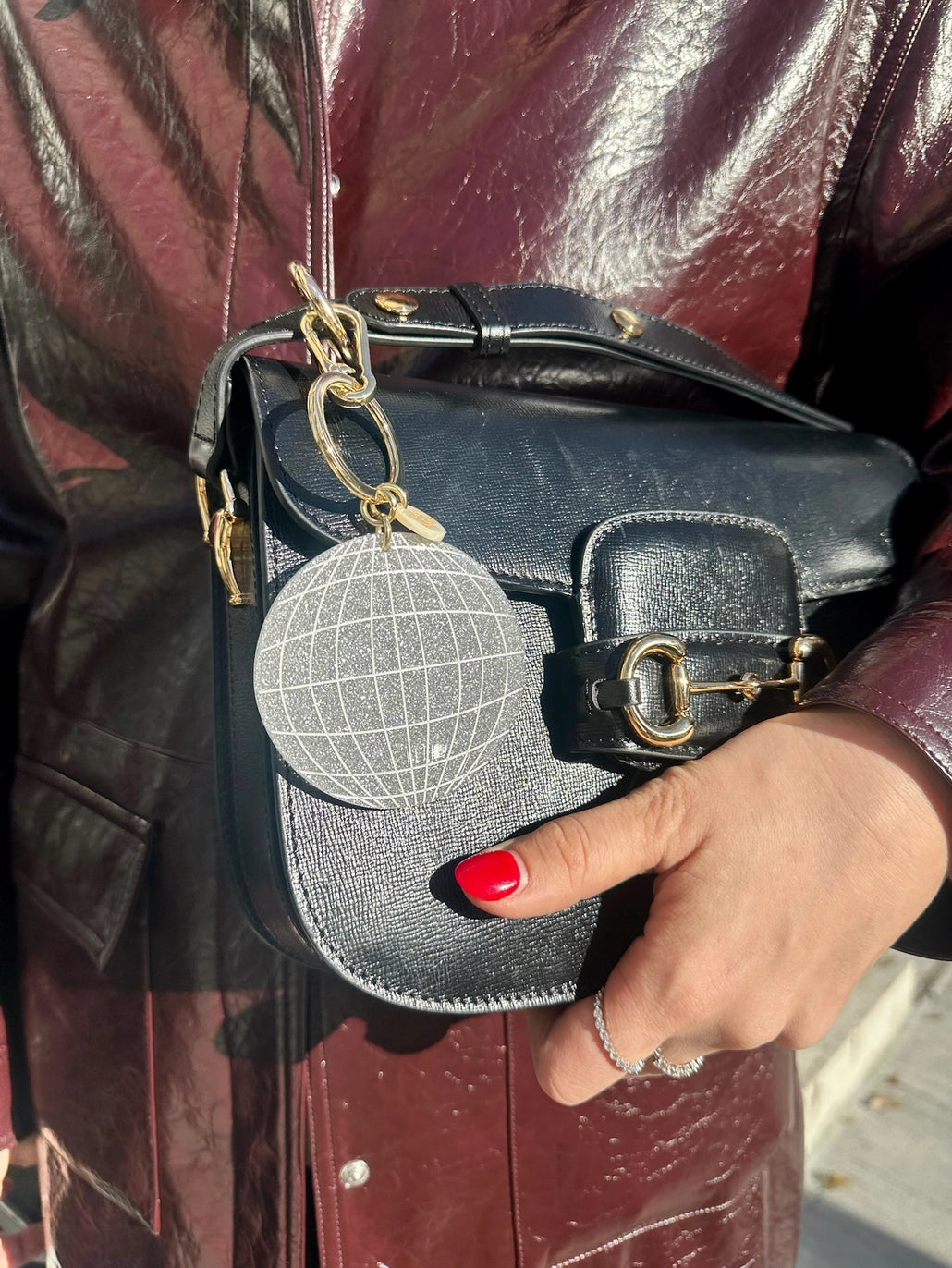 Hand-painted Disco Ball Bag Charm & Keychain