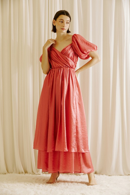 Berry Metallic Midi Dress