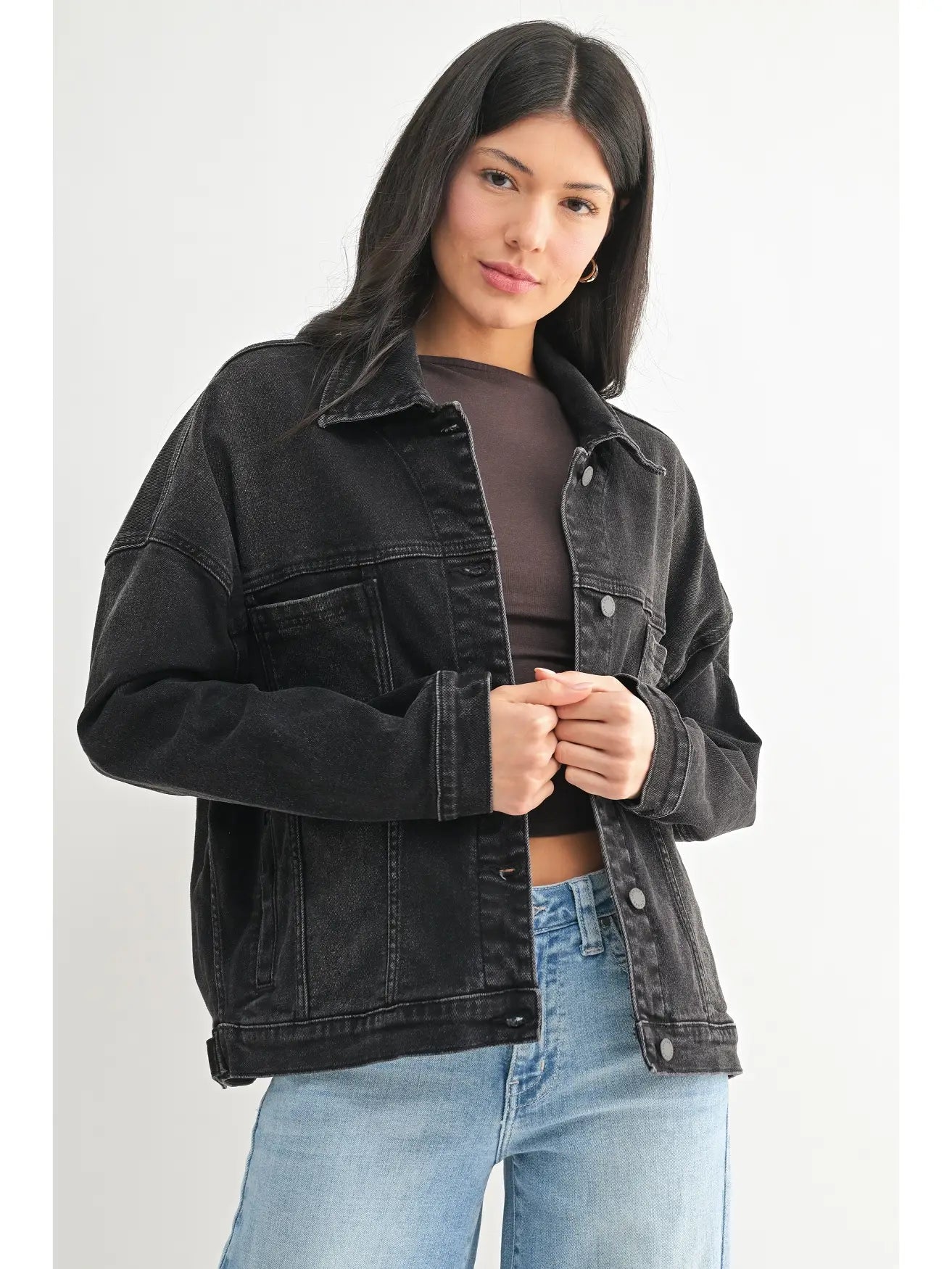 Oversized Utility Pocket Denim Jacket