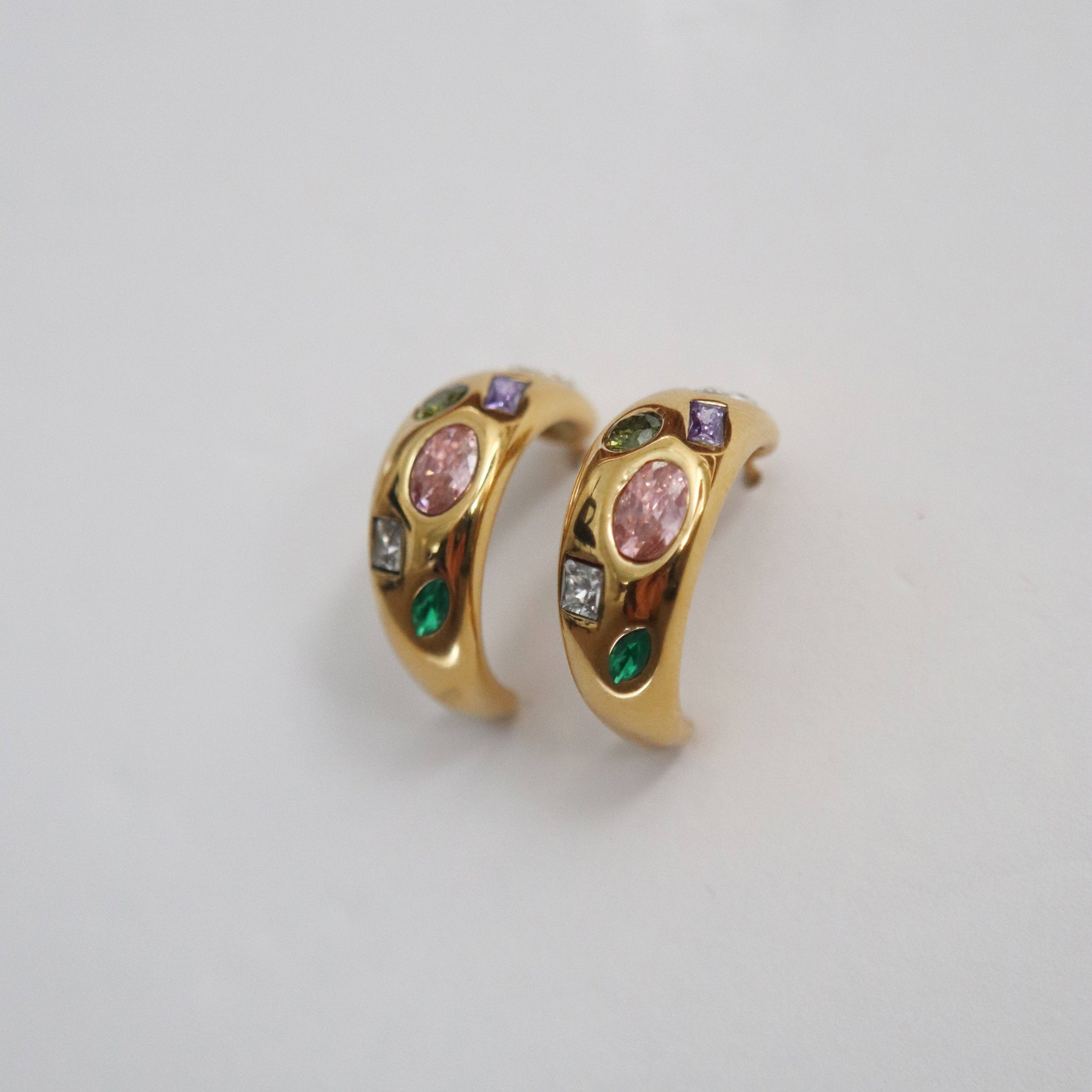 Mosaic Hoops | Multicolor Gems