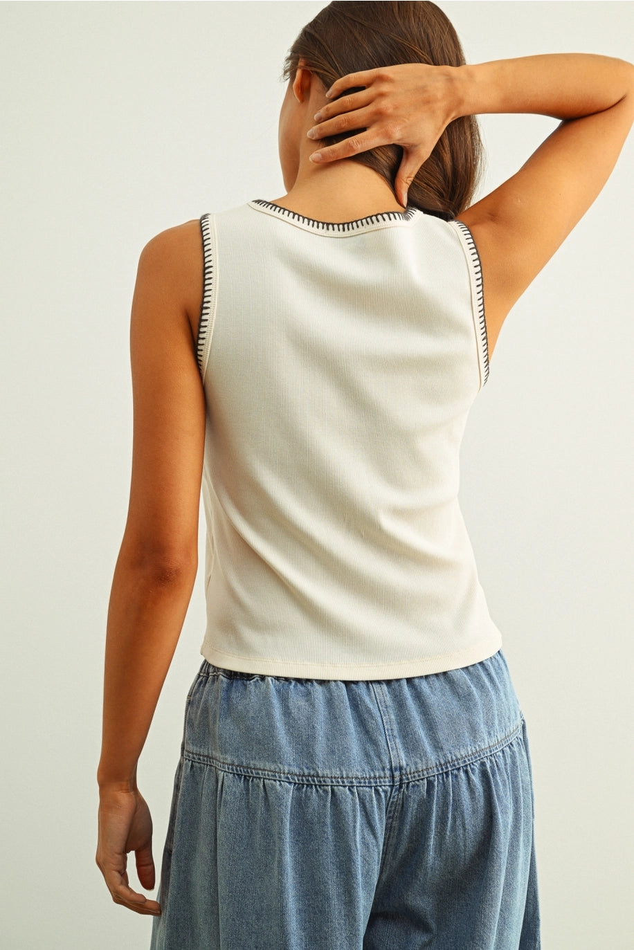 Ribbed Tank with Stitch Detail