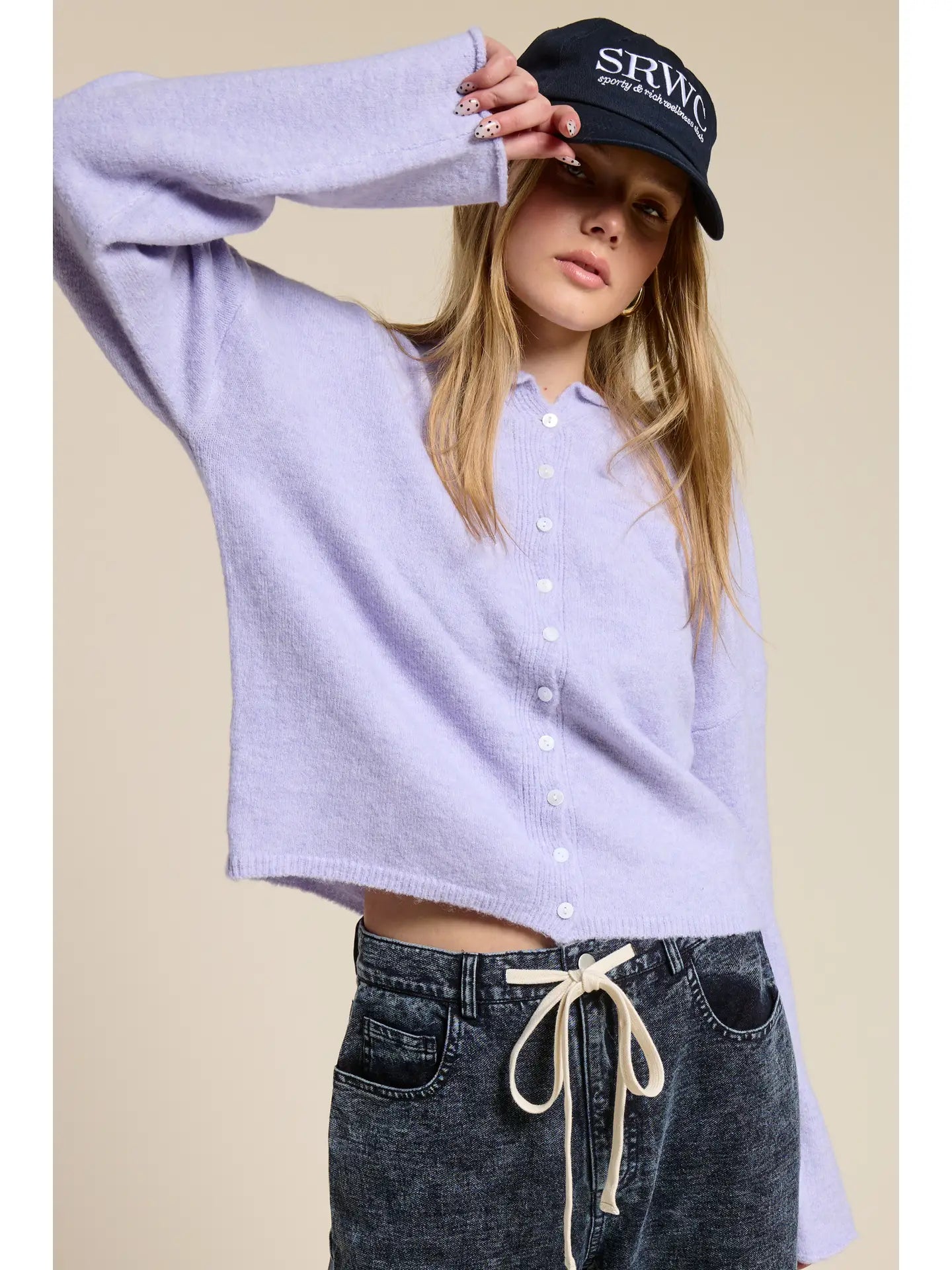 Essential Button Down Cardigan - Blueberry