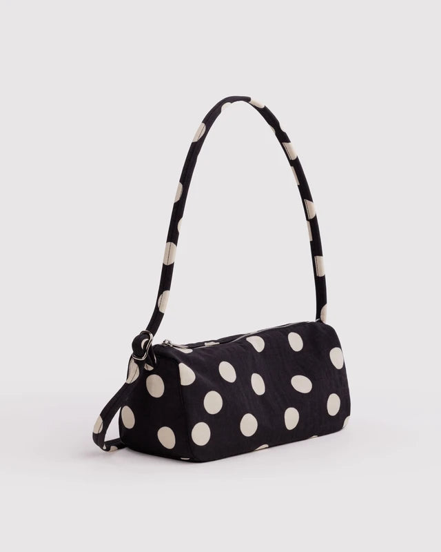 Nylon Loaf Bag - Black And Cream Polka Dot