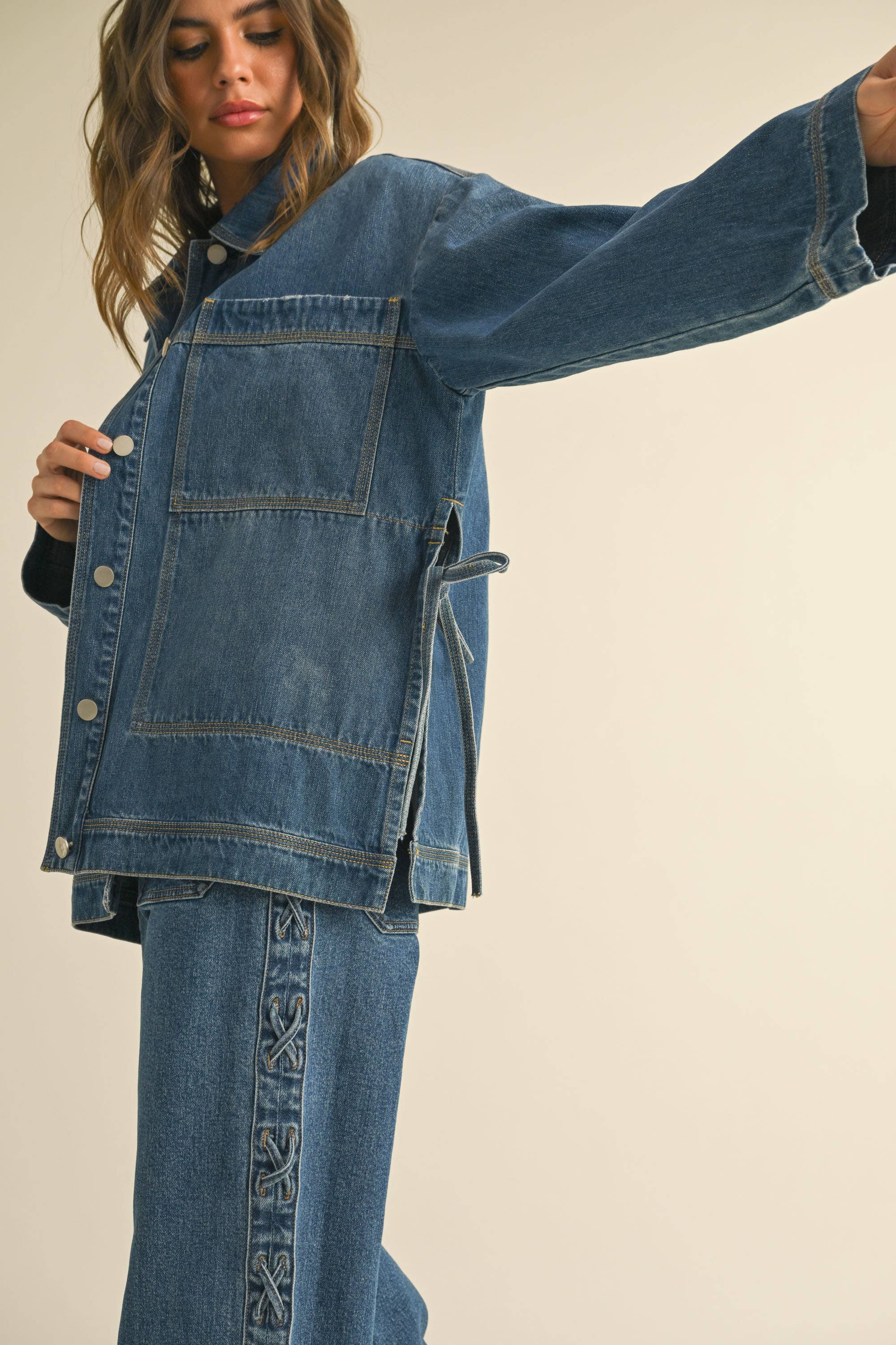 Tie Side Denim Jacket