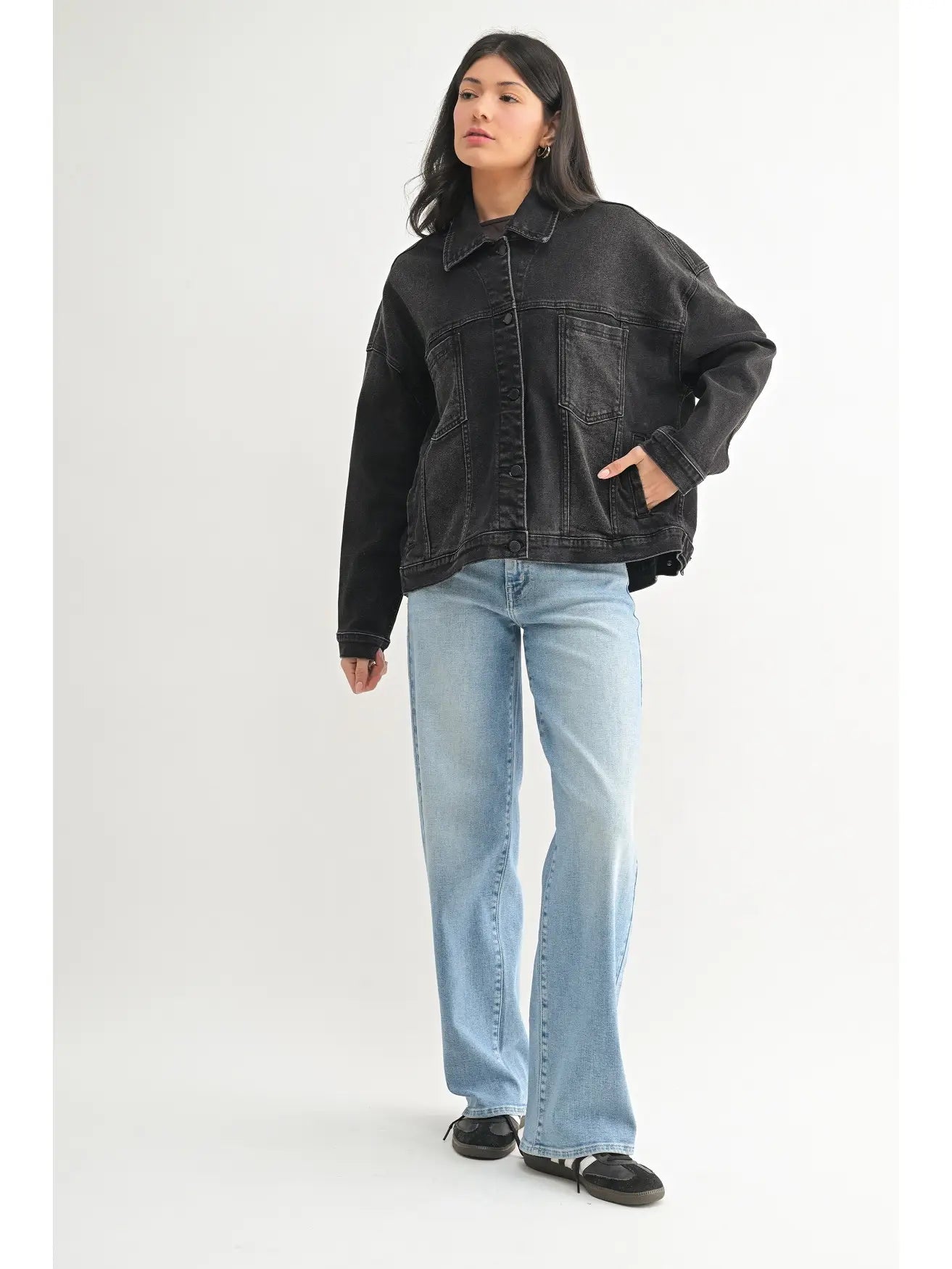 Oversized Utility Pocket Denim Jacket